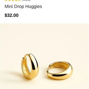 Gold Mini Drop Huggies Earrings- these earrings do not tarnish in water.